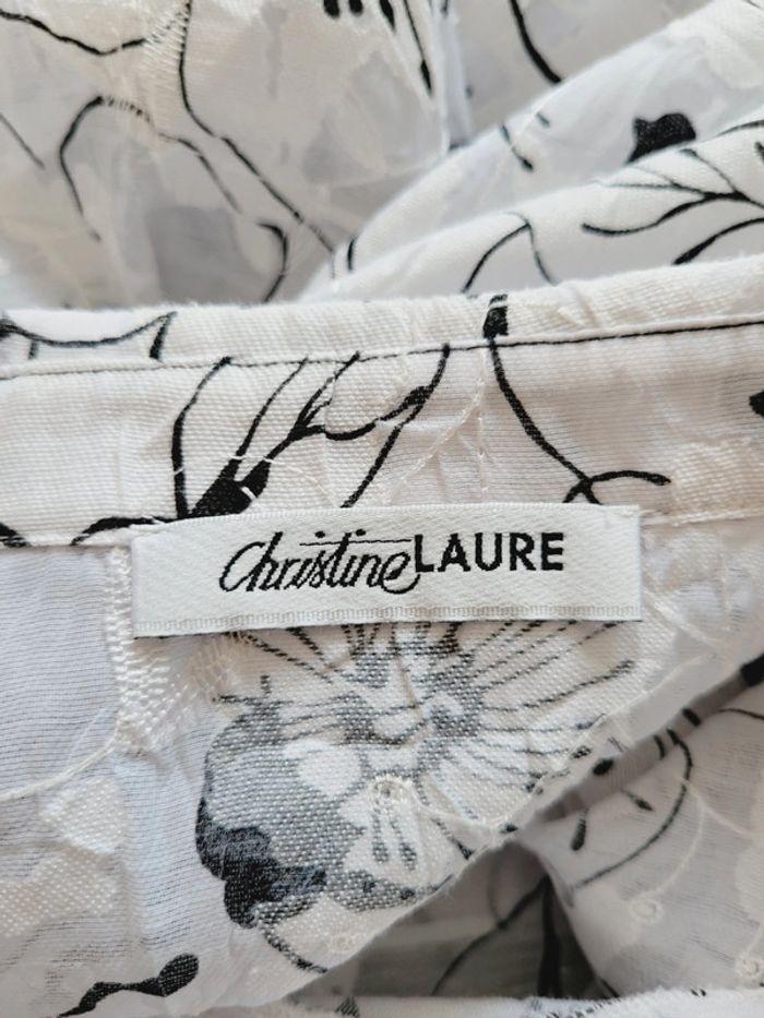 Chemisier fleurs monochrome noir blanc Christine Laure Taille 42 / XL - photo numéro 6