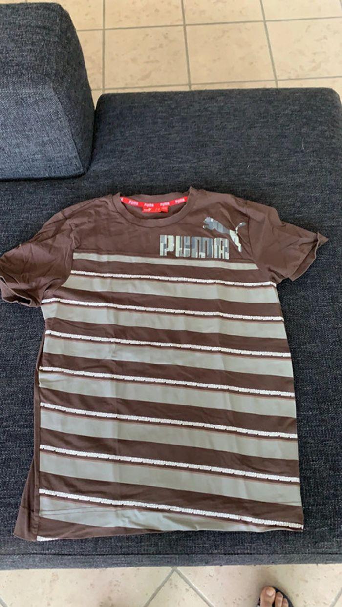 Tee-shirt manche courte Puma marron, taille S, neuf sans étiquette - photo numéro 1