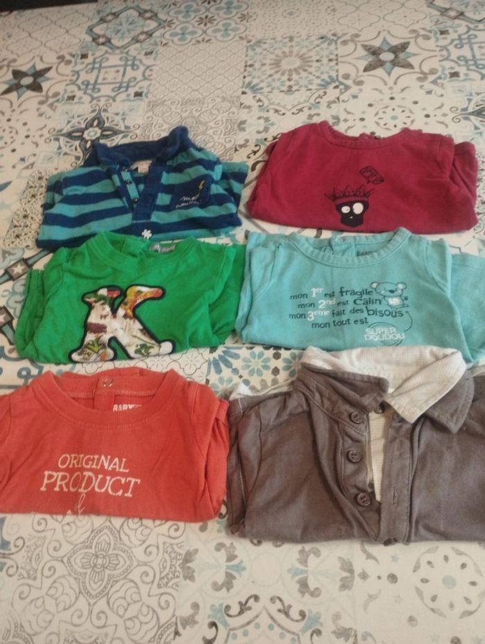 Lot de 6 t-shirt manches longues 9 mois tbe - photo numéro 1