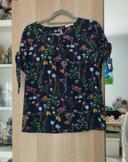 Blouse bleu marine fleuri Damart - Taille S 36