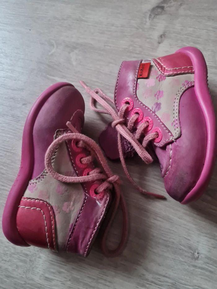 Chaussure fille #kickers #19 #rose #bottine #brillant #fluo #fleur #lacet - photo numéro 6