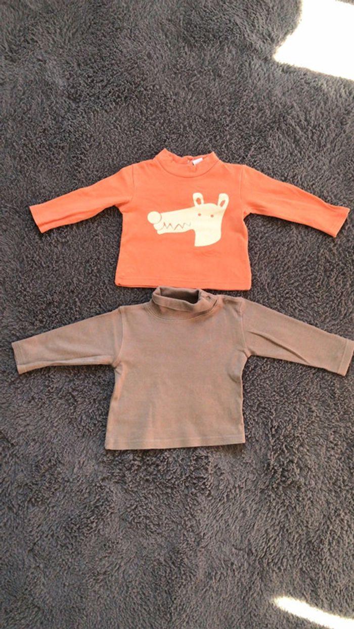 Lot de 2 tee-shirts ML 12 mois - photo numéro 1