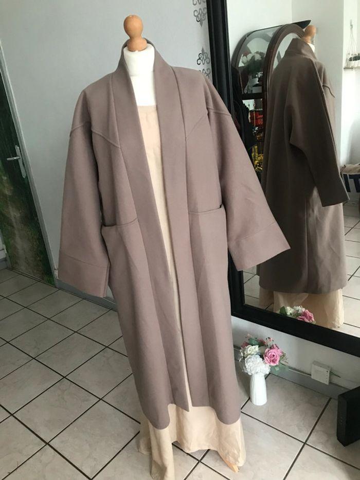 Manteau kimono laine façon cachemire taupe oversize 🌷 - photo numéro 11