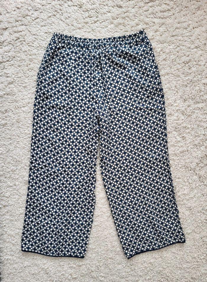 Pantalon large Zara à motifs marine/écru Taille M - photo numéro 7