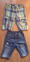 2 bermudas size 128/ Jongens shorts