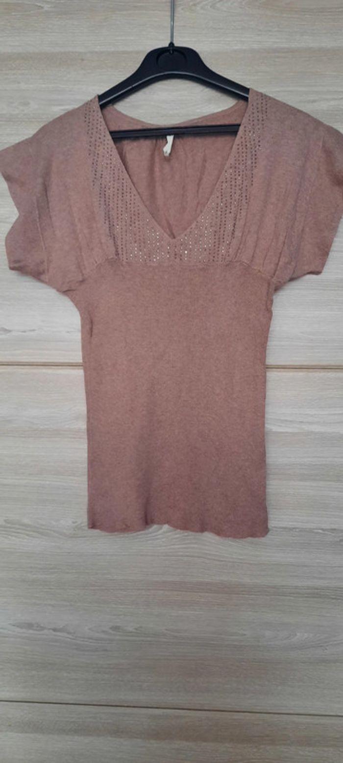 T shirt rose taupe T.36 - photo numéro 2