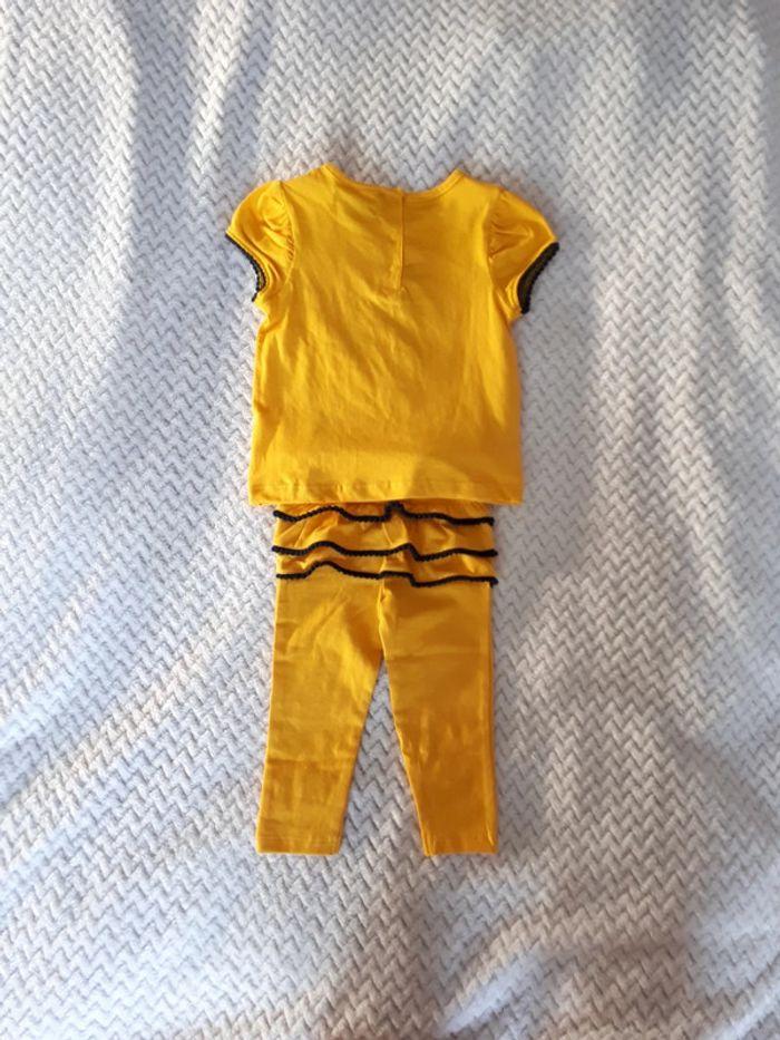 Ensemble fille t-shirt et legging jaune orangé zèbre Mes Petits Cailloux 12 mois neuf - photo numéro 3