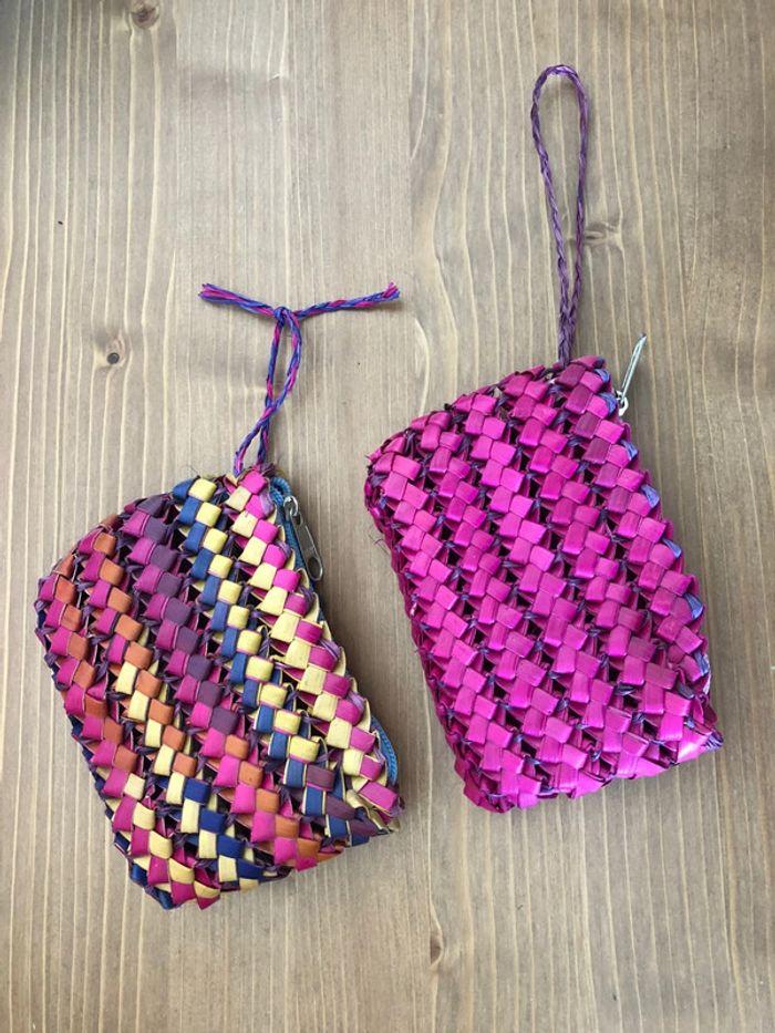 Lot de 2 mini pochettes en paille - photo numéro 1