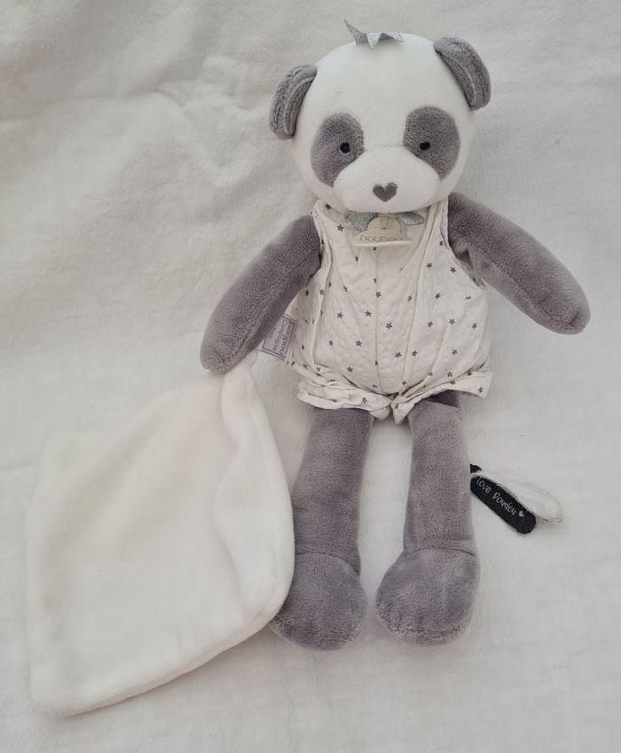 Doudou et compagnie peluche pantin panda attrape reve avec mouchoir 26 cm