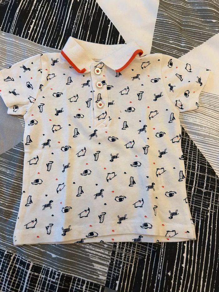 Polo blanc mes petits cailloux taille 6m - photo numéro 1