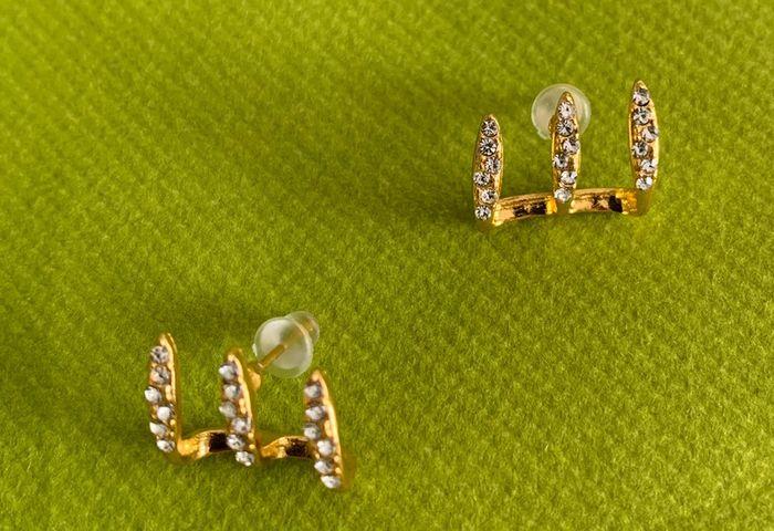 Boucles d’oreilles originales strass en acier inoxydable doré - photo numéro 3