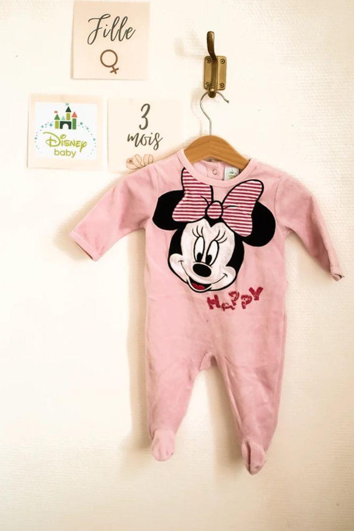 Pyjama velours rose Minnie, 3 mois, Disney - photo numéro 1