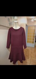 Robe texturée comptoir des cotonniers taille 38 bordeaux automne hiver