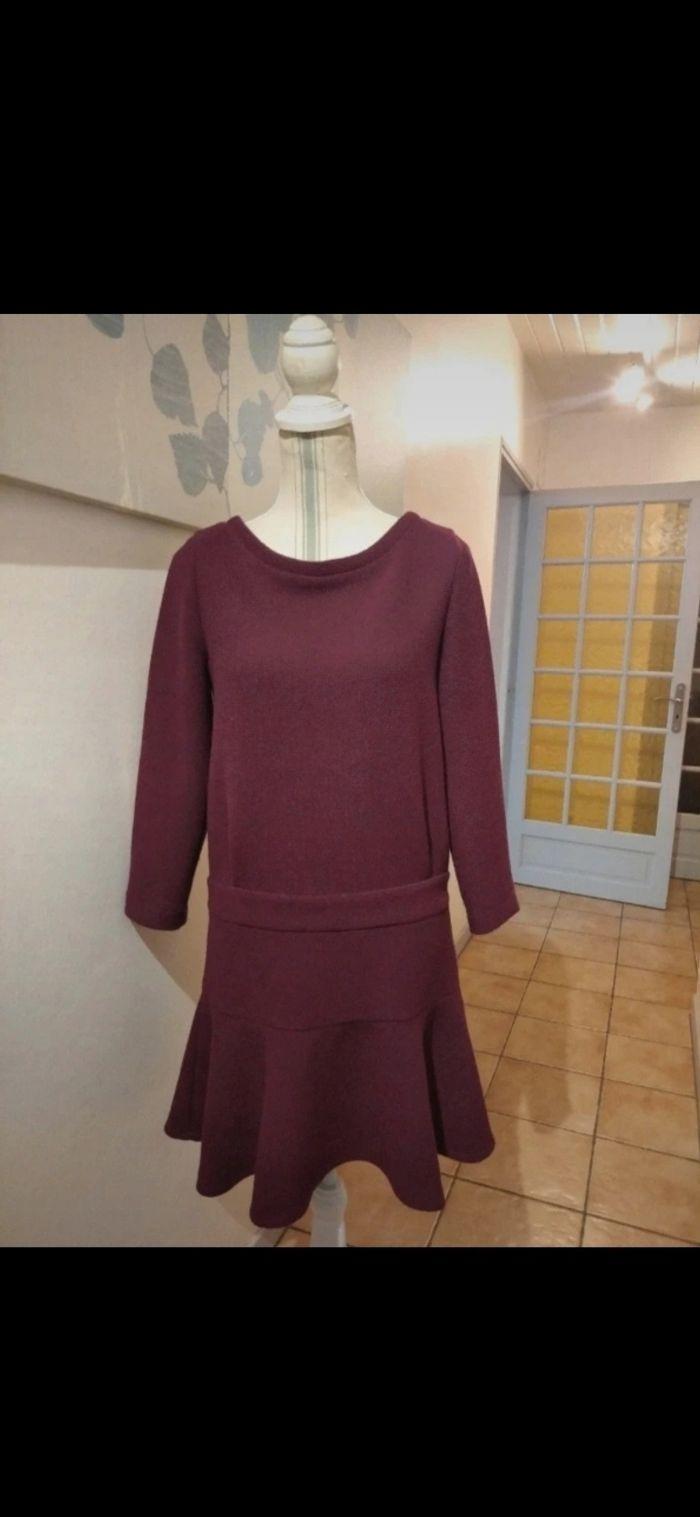 Robe texturée comptoir des cotonniers taille 38 bordeaux automne hiver - photo numéro 1