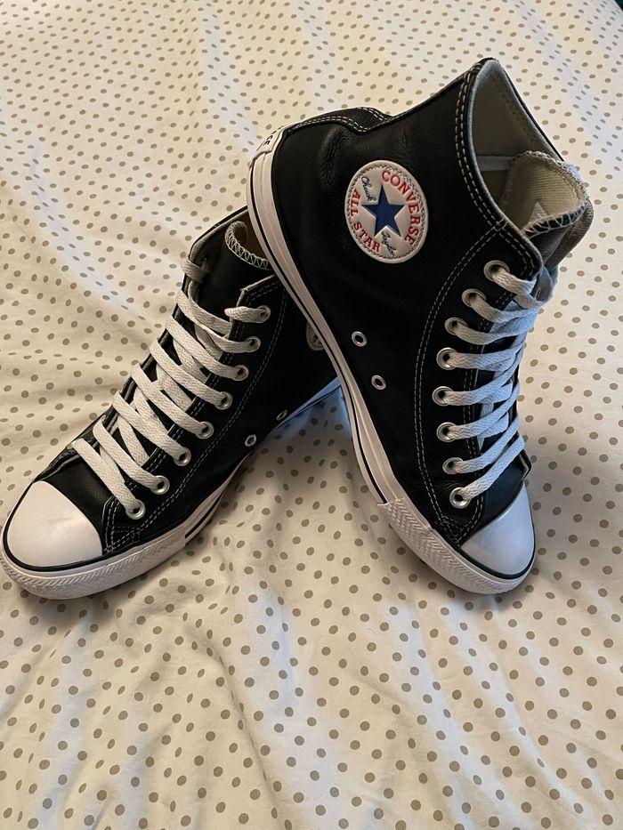 Converse montante en cuir véritable noire , P42 mixte - photo numéro 6