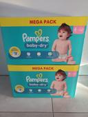 Lot de 2 cartons de couches PAMPERS baby dry taille 4