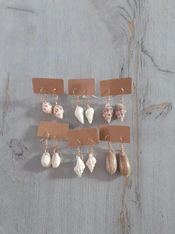 Lot 6 paires boucles d'oreilles coquillage