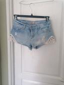 Mini short jean dentelle