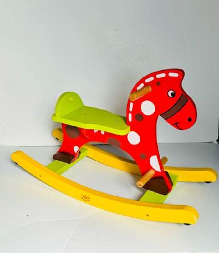 Vilac 1074 Stormy cheval à bascule mixte en bois multicolore 18-36 mois rocking horse jouet en bois hape janod djeco nattou montessori motricité équilibre poney basket peluche dino lot SOP77 - photo numéro 3