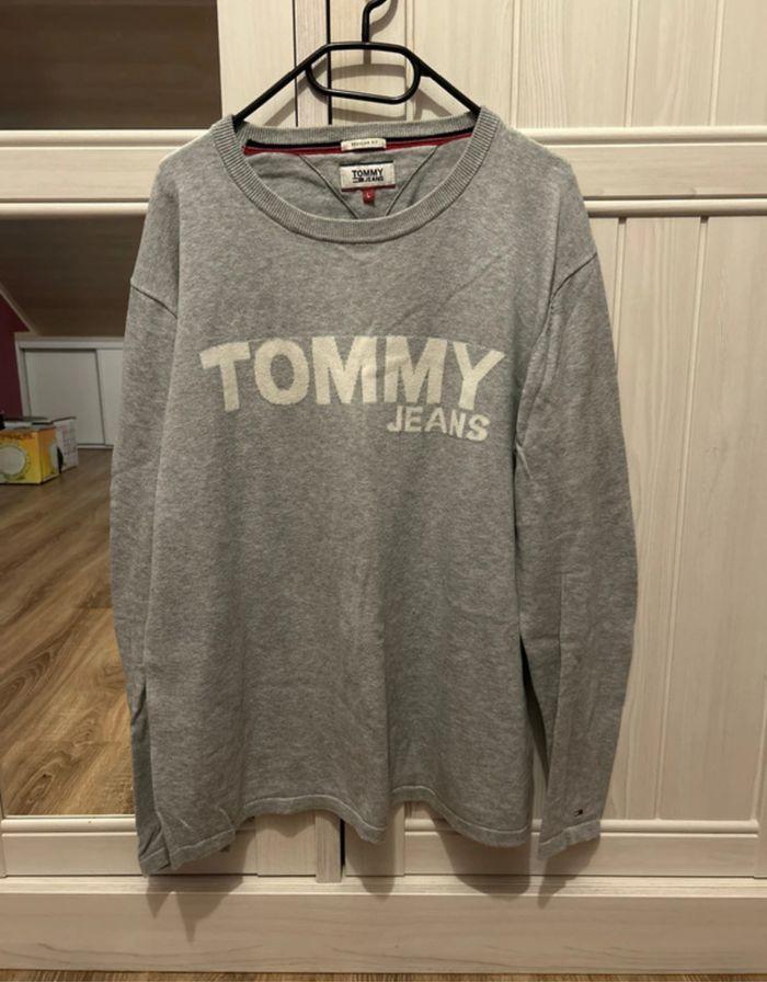 Pull gris pour homme, taille L, très bon état, Tommy Jeans - photo numéro 1