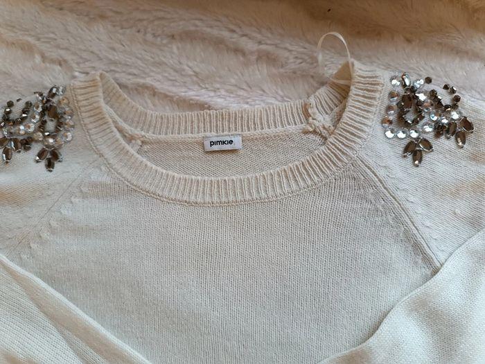 Magnifique pull crème à strass - photo numéro 4