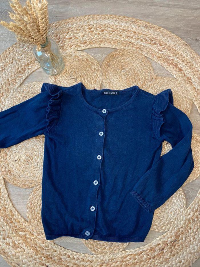 Cardigan / gilet à volants bleu marine In extenso taille 6 ans - photo numéro 1