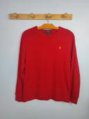 Pull Ralph Lauren Nid D'abeilles Rouge Logo Brodé Jaune Taille XS Homme