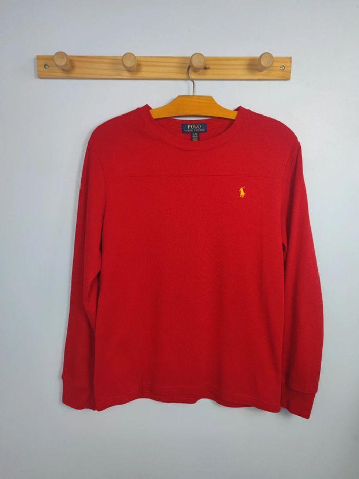 Pull Ralph Lauren Nid D'abeilles Rouge Logo Brodé Jaune Taille XS Homme - photo numéro 1