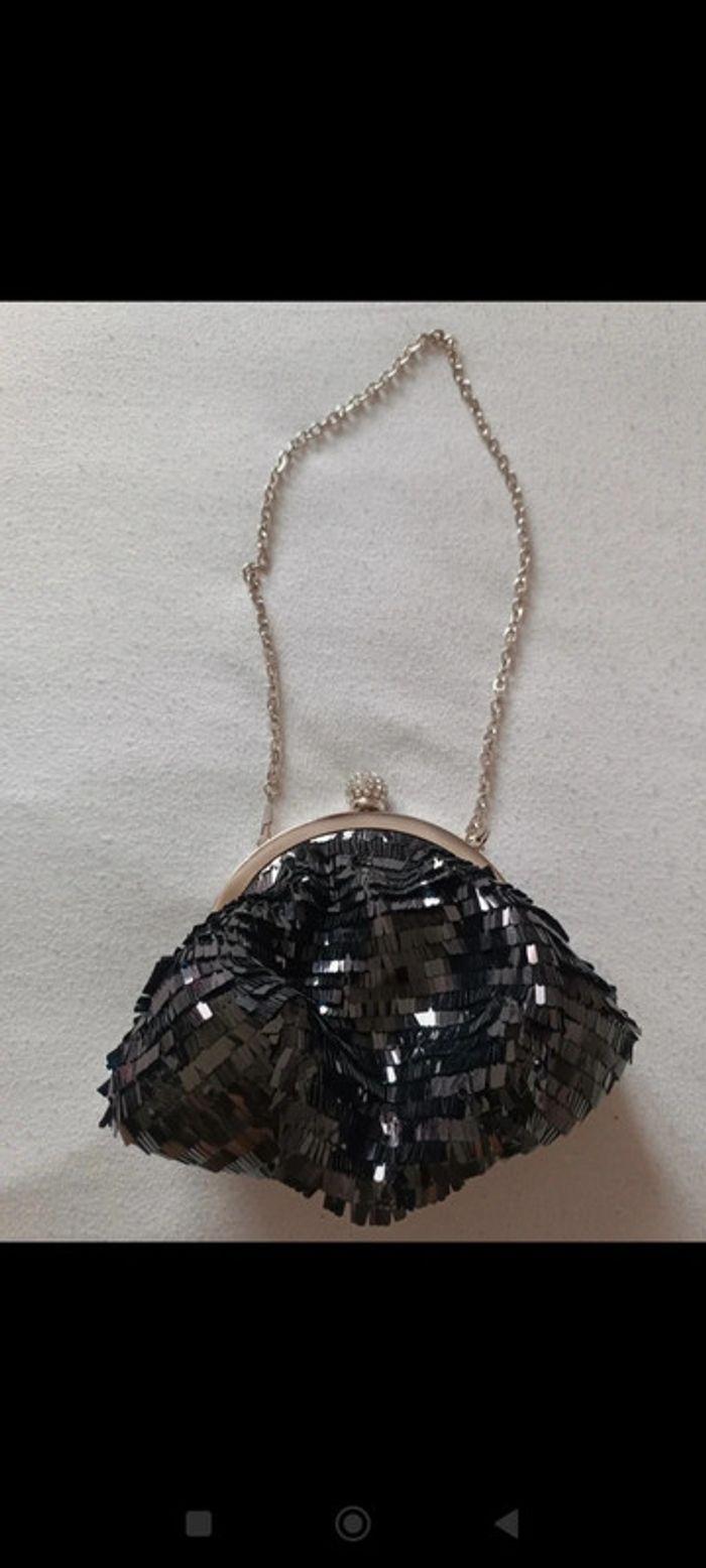 Pochette fête strass noir - bolso lentejuelas nuevo - photo numéro 2