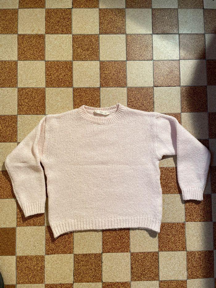 Pull fille en laine rose pâle - photo numéro 1