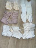 Lot de 4 paires de chaussons en laine naissance et 3 mois