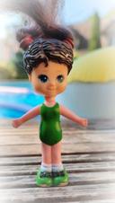 Poupée brune maillot bain vert green 80 cheveux hair  chap me mei doll figurine