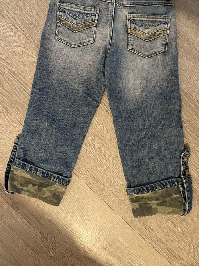 Pantacourt en jean bleu revers kaki militaire bas taille haute taille 10 ans - photo numéro 7