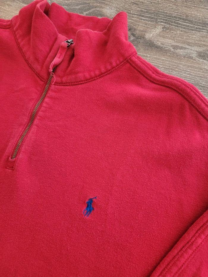 Quart Zip POLO Ralph Lauren Sweat Zippé Logo brodé Taille XL Rouge - photo numéro 2