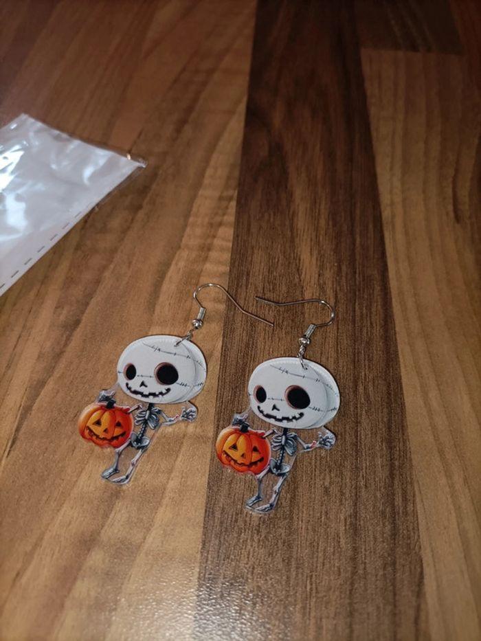 Boucles d'oreilles neuves halloween squelette citrouille - photo numéro 5