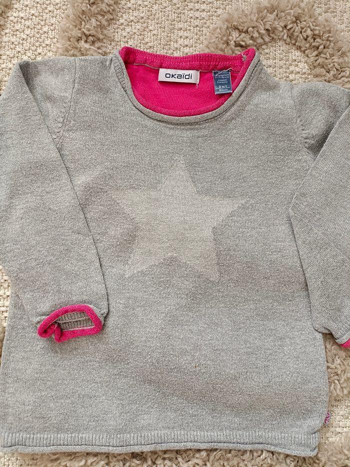 Pull gris Okaïdi taille 3 ans - photo numéro 2