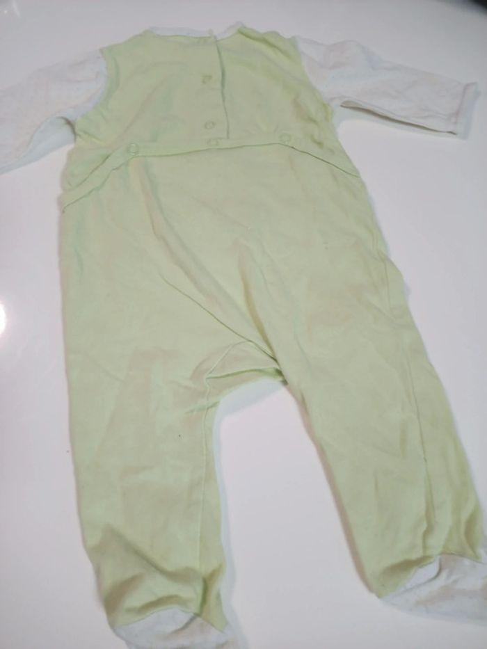 Pyjama fille fin kitchoun vert blanc 6mois tbe - photo numéro 3