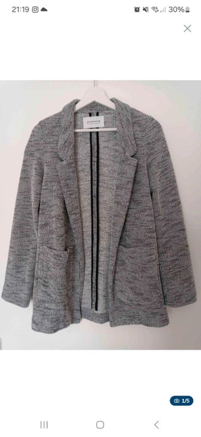 Veste blazer droit gris chiné - Promod - Taille S : 36 - 38 - photo numéro 1