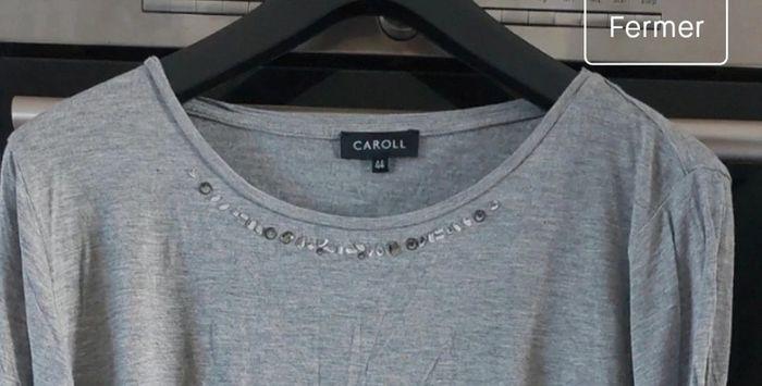 Tee-shirt caroll gris manches  longues - photo numéro 2