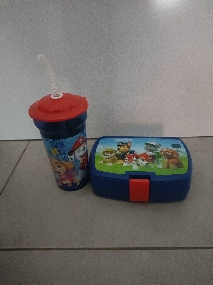 Gobelet à paille+ boîte à goûter paw patrol - photo numéro 1