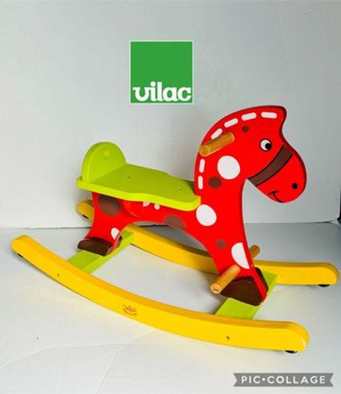 Vilac 1074 Stormy cheval à bascule mixte en bois multicolore 18-36 mois rocking horse jouet en bois hape janod djeco nattou montessori motricité équilibre poney basket peluche dino lot SOP77 - photo numéro 1