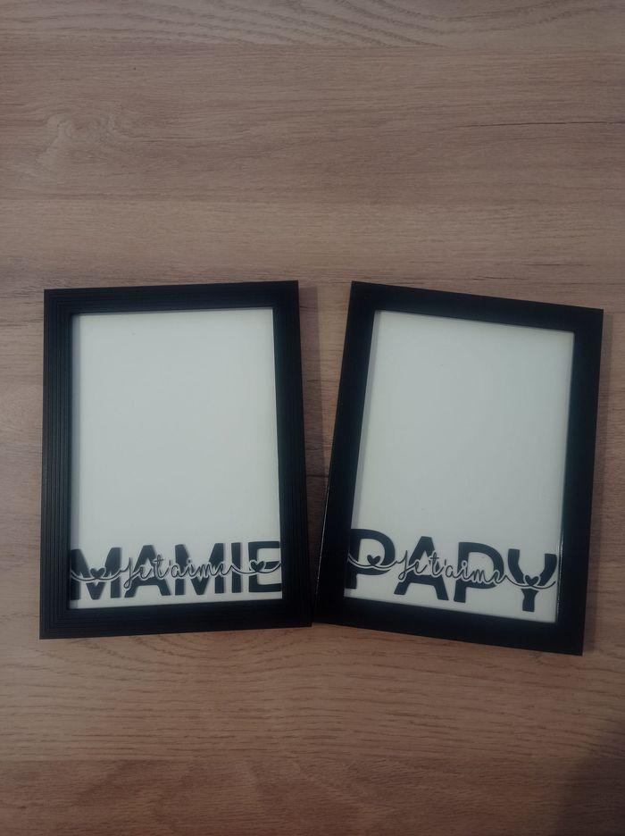 Lot de 2 cadres noirs 13x18cm mamie papy je t'aime