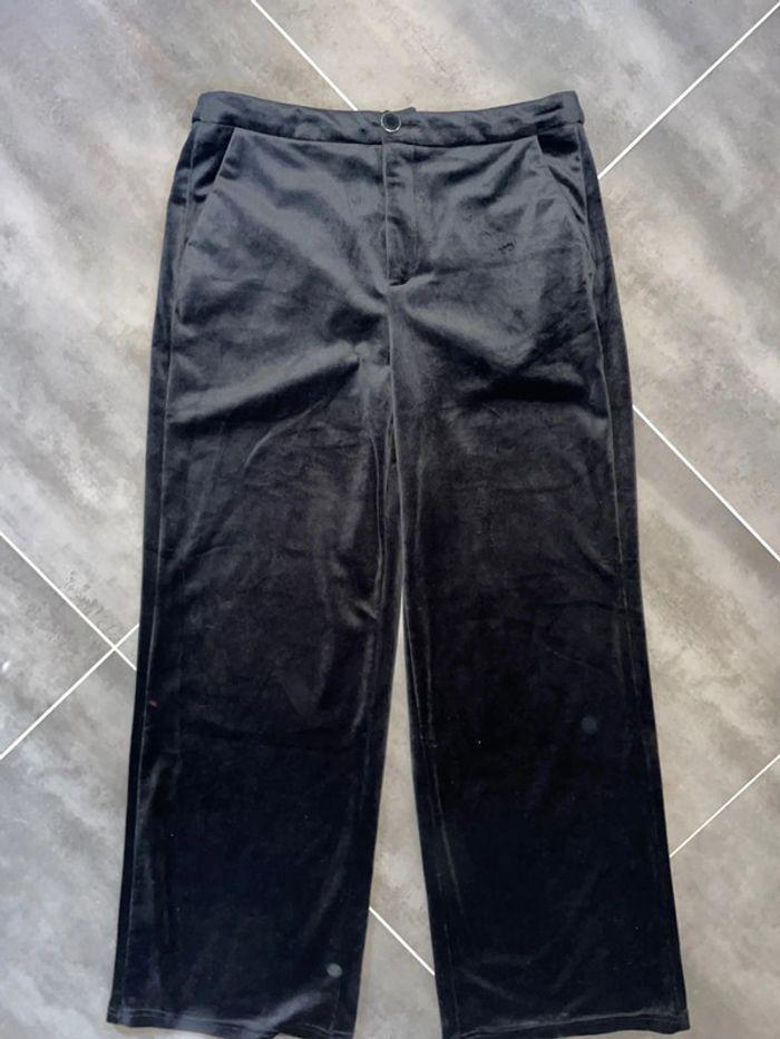 Pantalon noir large en velours - photo numéro 1