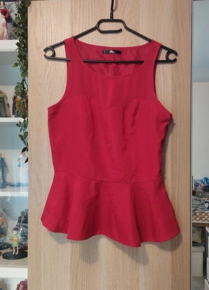 Top blouse peplum rouge avec un volant Mim - Taille S 36