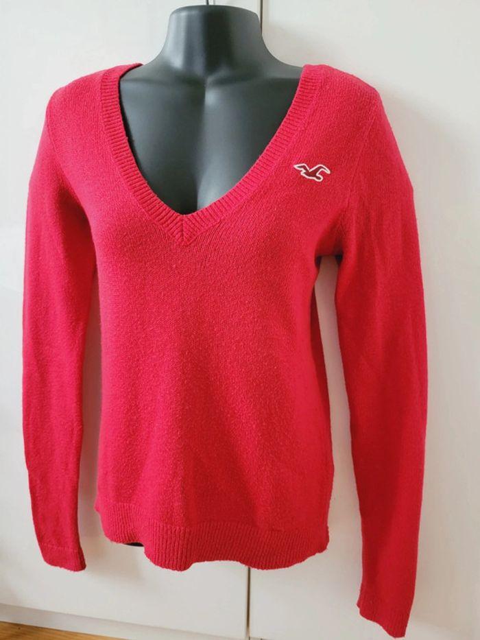 Pull col V Hollister taille S 36 rouge - photo numéro 3