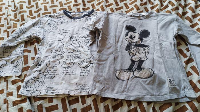 Lot 2 tee shirts manches longues Mickey,Zara 4/5 ans - photo numéro 1