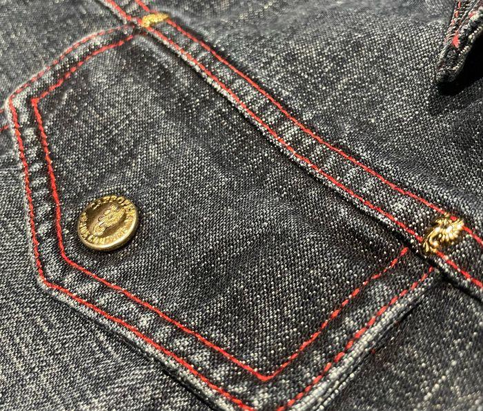 Veste blue jean originale boutons dorés et fils rouges M - photo numéro 10