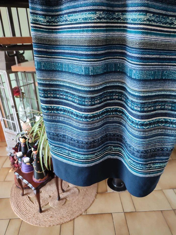 Jolie robe bleue a lignes et motif vintage fermeture - photo numéro 3