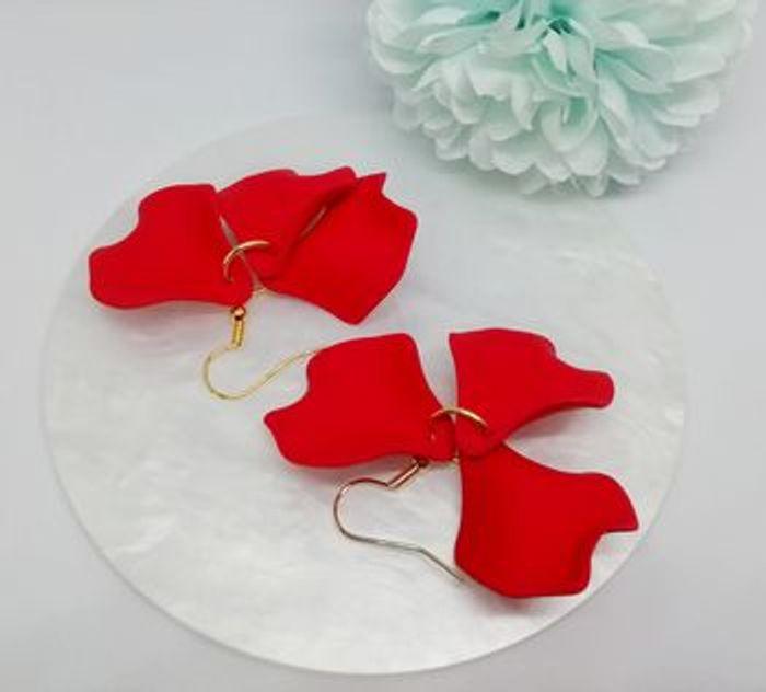 Boucles d'oreilles pétales de coquelicot rouges - photo numéro 2