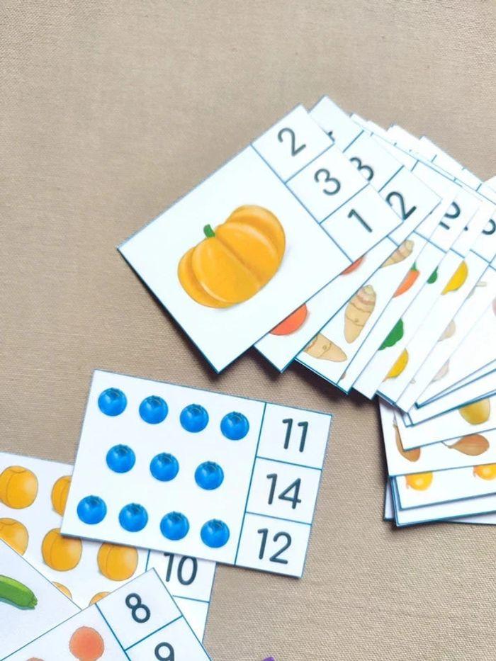 24 Cartes à pinces fruits et légumes pour compter - photo numéro 5